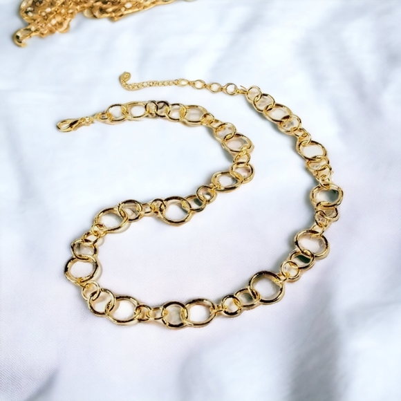 NWT Amrita Singh Elegant Gold Tone Brass Chain Link Necklace - Picture 2 of 9